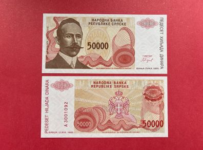 Bosnia Herzegovina  50,000. Dinars  ( Uncirculated ) 1993.