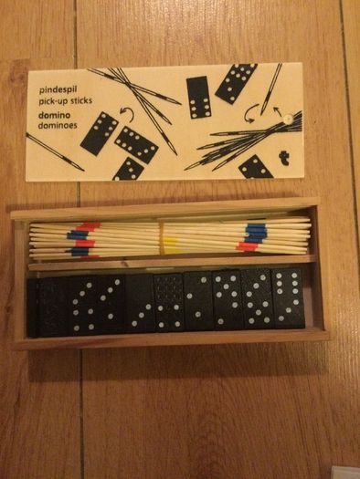 Pindespil pick up sticks and domino games Brand New