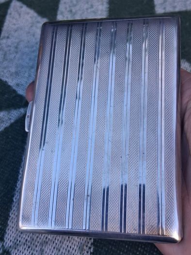 Mid Century Large Sterling Silver Gilded Cigarette Case(185 grams)