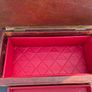 Vintage Kitsch vinyl covered sowing box stool with magazine rack c1950 Image 3