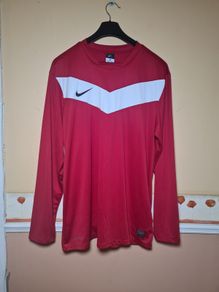 NIKE football shirt victory jersey red and white Size XL extra large long sleeve traing top mens No. 14