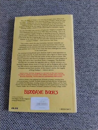 Antigone by Brendan Kennelly in good condition FREE STANDARD POSTAGE INCLUDED
