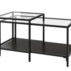 Ikea  Nest of tables, set of 2,black-brown/glass
