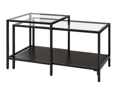 Ikea  Nest of tables, set of 2,black-brown/glass