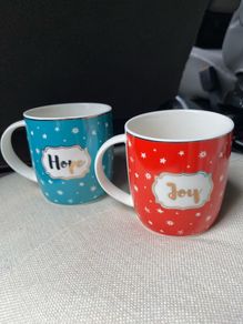 A Pair of Belleek Hope and Joy Mugs