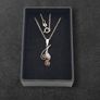 Vintage Sterling Silver Carnelian Flower Necklace Image 2