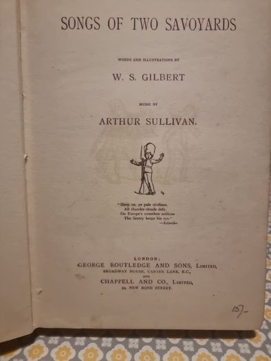 Songs of Two Savoyards W.S Gilbert words & illustrations Arthur Sullivan Book