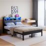 Double Bed Frame with Charging Station and LED Lights Image 8