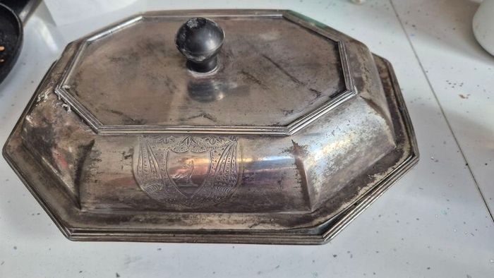 Vintage entree tray in silver