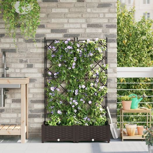 Garden Planter 2 pcs Brown 80 x 40 x 125.5 cm Steel