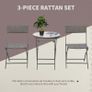 3 Piece Rattan Bistro Set, Patio Balcony Furniture with 2 Folding Rattan Chairs and Glass Coffee Table, for Garden, Balcony, Outdoor, Brown Image 5