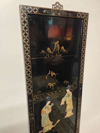FLASH SALE ! WAS 295 NOW 225! Pair of Chinese Lacquered Wood Panels.