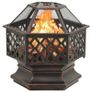 Rustic Fire Pit with Poker 76 cm XXL Steel Image 2