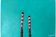 Poolbeg Chimneys Acrylic Art Painting on Deep Canvas