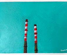 Poolbeg Chimneys Acrylic Art Painting on Deep Canvas