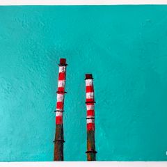 Poolbeg Chimneys Acrylic Art Painting on Deep Canvas