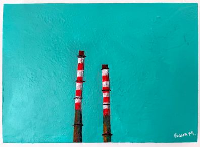Poolbeg Chimneys Acrylic Art Painting on Deep Canvas