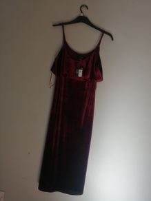 burgundy crushed velvet  dress. Size. 12