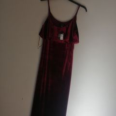 burgundy crushed velvet  dress. Size. 12