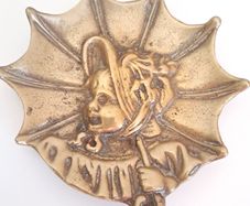 Girl With An umbrella Solid Brass Trinket Dish.