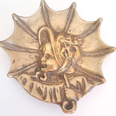 Girl With An umbrella Solid Brass Trinket Dish.