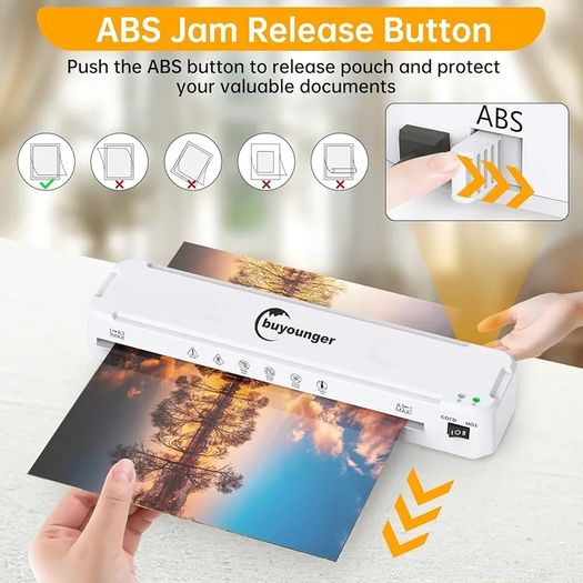 A3 Laminator with 30 Laminating Pouches - Fast 60s Warm Up & 355mm/min Lamination, All-in-1 Laminator Machine with Never Jam Technolagy, Support A3/A4/A5/A6, Perfect for Office Home School
