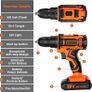 Cordless Drill Driver 20V, Battery Drill Power Drill Electric Drill 42N.m Max, 1x2000mAh Li-Ion Battery, 3/8" Chuck, 2 Speed, 18+1 Torque Setting, with 23 Pcs Accessories, for Home and DIY Image 2