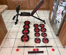 Nice Gym Set, Multiangle Weight Bench + Adidas Dumbbell Weight Set!!