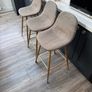 3 x SKLUM Glamm High Bar Stools 75cm Taupe Grey / Natural Wood Image 7