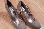 Marks &amp; Spencer Taupe Beige Mushroom Suede T-Bar Court Heels Pumps 6.5UK/39.5EU