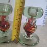 Set Of 2 Old Cut Glass Colored Candle Holders. Image 3