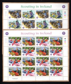 2002 Ireland 75th Anniversary of Irish Scouting Commemorative Stamps Sheetlets Plate 1B1B1B1B Fine Used with Dublin CDS cancel of 12th March 2002 (Frist day of issued) on envelope extract.