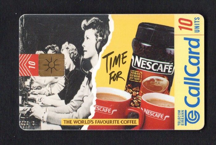 1997 Ireland 10 unit Nescafe coffee. The slogan "Call and see if they'll come over for Nescafe"(Gemplus GEM1) Call Card Used