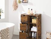 _Storage Cabinet with 3 Drawers, 2 Adjustable Shelves for the Bathroom, Living Room, Kitchen, Hallway, Vintage, Brown
