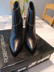 Roberto Botella Black Real Leather Stud Ankle boots Size 40