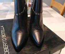 Roberto Botella Black Real Leather Stud Ankle boots Size 40