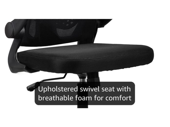 Adjustable headrest office chair, high-back ergonomic computer swivel seat with lumbar support, height adjustment, 360 rotation, tilt function, and 90 flip-up armrests for home office