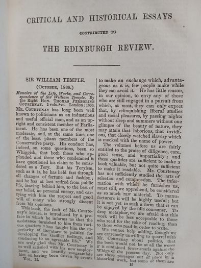 Critical and Historical Essays: Contributed to the Edinburgh Review by Lord Macaulay (2 Volume Set) (LP167)