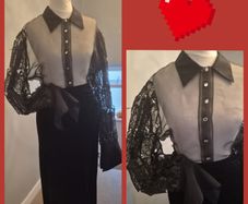 Cargo Nero blouse, Paris, lace detailing, M to L size, D18 post 8e