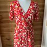 dress mini & Other Stories Printed Scallop Wrap Mini Dress Women's Red Floral size 10 Image 2