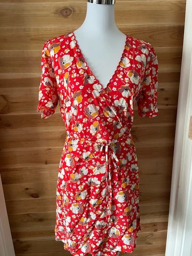 dress mini & Other Stories Printed Scallop Wrap Mini Dress Women's Red Floral size 10