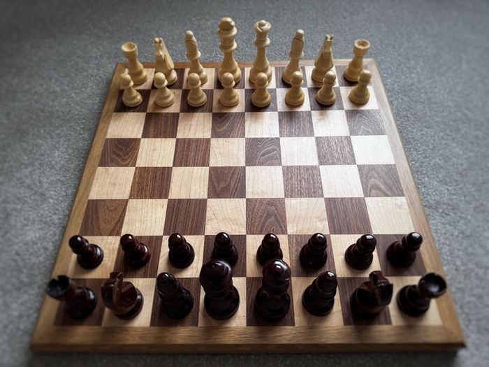 Handmade Chessboard - Walnut, Maple and Oak with Large Chess Pieces