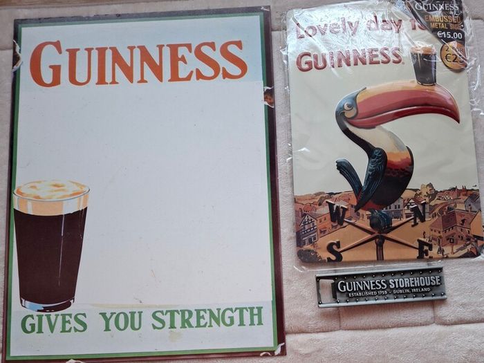 Guinness  Strong Heavy Metal Notice Board or Sign ,  Guinness  Metal Toucan  Sign , Guinness Metal Bottle Opener