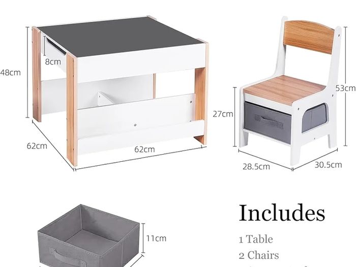 Kids Table and Chair Set, 4 in 1 Toddler Desk with Storage Drawer, Wooden Activity Table for 2 in 1 Detachable Tabletop,Bookshelf, Suitable for Classroom, Home, Nursery, Playroom