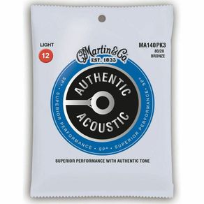 Martin Acoustic Guitar Strings 12-54 MA140PK3 3 sets 80/20 Bronze