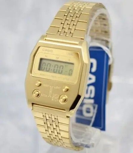 CASIO A1100GV-9JF PREMIUM Series full steel gold IP wristwatch New with tabs