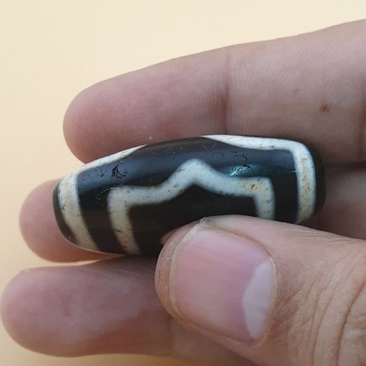 Vintage 3 Eyes Himalayan Tibetan Agate Dzi Bead Amulet