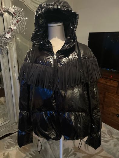 Pinko Donato shine fringed jacket in black, IT 44
