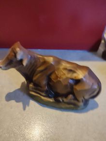 Vintage Paper Mache Lying Cow/Ox Christmas Nativity Made in Japan