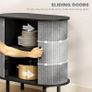 Fluted Sideboard with Tambour Sliding Doors, Modern Storage Cabinet, Kitchen Cupboard with Storage Shelves and Wooden Legs for Living Room, Dining Room, Grey Image 7